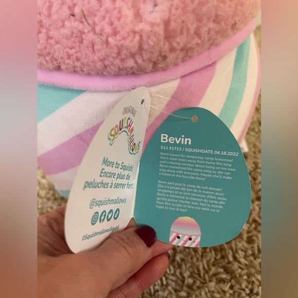 Squishmallow 11” Bevin Rainbow Pastel Cotton Candy Snowcone Fuzzy Top Plush - Picture 2 of 8